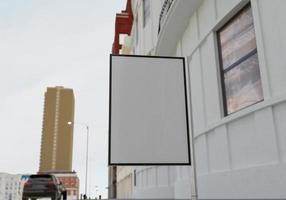 3d mockup blanco aanplakbord in downtown renderen foto