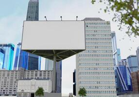 3d mockup blanco aanplakbord in downtown renderen foto