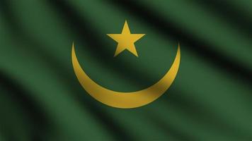 mauritania vlag golvend in de wind met 3d stijl achtergrond foto