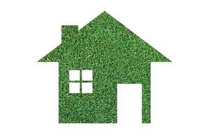 gras huis icoon van gras achtergrond, eco architectuur, groen gebouw, afbeelding schoon groen huis. ecologie , geïsoleerd Aan wit foto