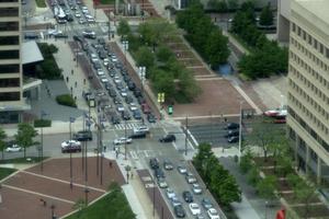 baltimore, Verenigde Staten van Amerika - april 25 2019 - stad- verkeer jam in stormloop uur foto