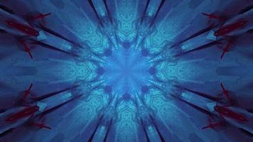 3d illustratie van donkere gloeiende tunnel van blauwe kleur foto