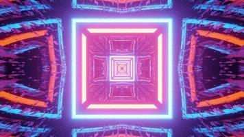 kleurrijke neonverlichting van geometrische tunnel 3d illustratie