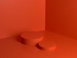 rood oranje podium abstract samenstelling voor Product presentatie hoog hoek 3d geven 3d illustratie foto