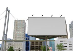 3d mockup blanco aanplakbord in downtown renderen foto