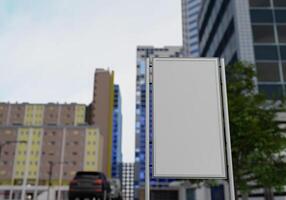 3d mockup blanco aanplakbord Aan straat in downtown renderen foto