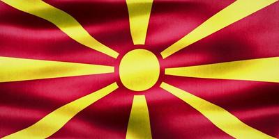 3D-illustratie van een vlag van Noord-Macedonië - realistische wapperende stoffen vlag foto