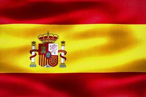 vlag van spanje - realistische wapperende stoffen vlag foto