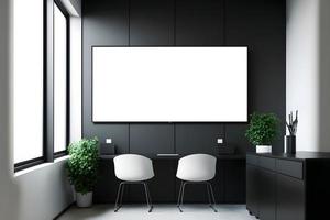 groot blanco LED scherm model, landschap uithangbord met wit kader leeg ,leeg Scherm scherm model, blanco aanplakbord model, banier sjabloon Scherm model, advertentie ontwerp model, voorkant visie blanco LED foto