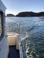 visie van de veerboot boot langs de kust van kii katsuura, Japan foto