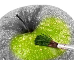 groen appel en borstel. foto