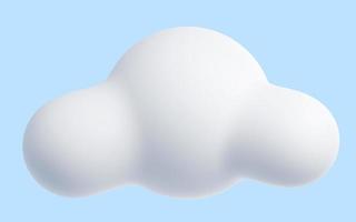 wit wolk tekenfilm 3d geven - zacht pluizig rond vormig wolken Aan blauw pastel achtergrond. foto