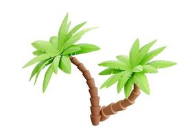 palm boom 3d geven - tropisch fabriek met groen bladeren en bruin romp voor strand vakantie en zomer reizen concept. foto