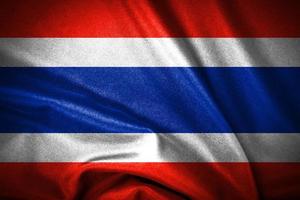 de nationaal vlag van Thailand en glad gebogen rechthoekig vorm patriottisch symbool, Thais natie concepten foto