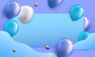 3d ballonnen achtergrond met confetti en linten.viering, Product presentatie tonen kunstmatig Product podium foto