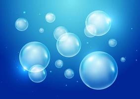 3d bubbels onderwater- Aan blauw achtergrond. zeep bubbels vector illustratie foto