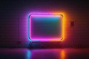 verlichte grens sjabloon met neon gekleurde lijn element foto