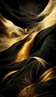 gouden met zwart abstract achtergrond. metaal behang illustratie foto