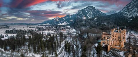 een antenne visie van de hohenschwangau kasteel foto