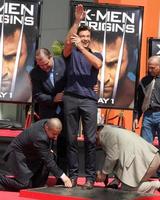 enorm jackman Bij de enorm jackman handafdruk voetafdruk ceremonie Bij graumans Chinese theater voorplein in los angeles Californië Aan april 21 20092009 foto