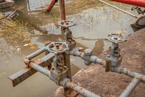 handleiding wereldbol klep Aan de brandstof olie tank macht fabriek project. de foto is geschikt naar gebruik voor industrie achtergrond fotografie, macht fabriek poster en elektriciteit inhoud media.