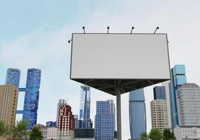 3d mockup blanco aanplakbord in downtown renderen foto