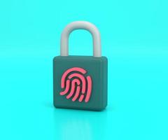 biometrisch vingerafdruk wachtwoord met hangslot icoon. veiligheid concept foto