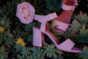 roze vrouwen sandalen een voorjaar mode stijl foto