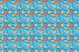 abstract blauw bloem en bladeren naadloos patroon achtergrond. bloem en blad klem illustratie textuur. foto