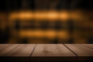 houten verdieping Aan bruin achtergrond, hout planken stadium voor Product Scherm foto