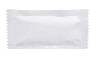 blanco wit zakje verpakking voor voedsel kunstmatig en geneeskunde geïsoleerd Aan wit achtergrond foto