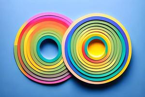 regenboog kleurrijk papier cirkel achtergrond. sjabloon illustratie voor ontwerp materiaal, element en achtergrond. foto