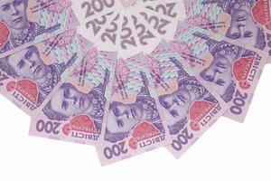 waaiervormig twee honderd oekraïens hrivnja bankbiljetten foto