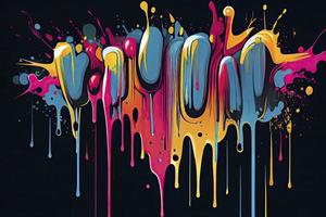 graffiti, druipend verf, verstuiven verf, veel kleuren waterverf foto