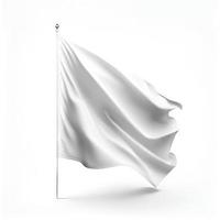 wit golvend vlag Aan wit achtergrond, gemaakt met generatief ai foto