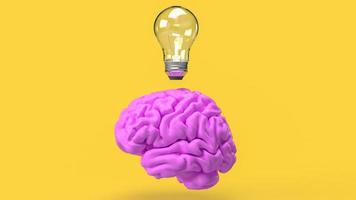 de hersenen en licht lamp voor creatief denken of brainstorm concept 3d renderen foto