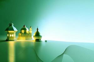 Ramadan kareem 3d moskee en lamp beeld voor sociaal media banier ontwerp foto