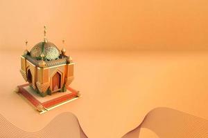 Ramadan kareem 3d moskee en lamp beeld voor sociaal media banier ontwerp foto