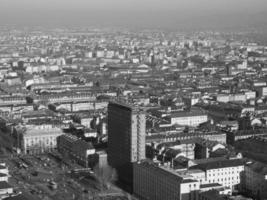 antenne visie van Turijn in zwart en wit foto