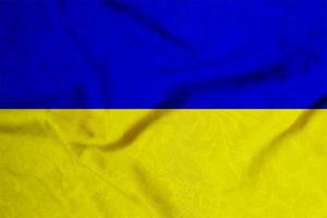 kleding stof met Oekraïne vlag motief foto