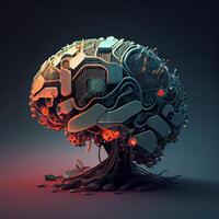 cyberpunk kunstmatig intelligentie- hersenen - ai gegenereerd beeld foto