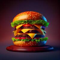 groot sappig neo Hamburger - ai gegenereerd beeld foto