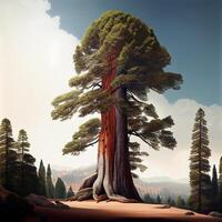 reusachtig sequoia, groot mahonie, symbool van Verenigde Staten van Amerika - ai gegenereerd beeld foto