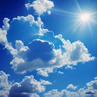 blauw lucht met helder zon net zo abstract achtergrond - ai gegenereerd beeld foto