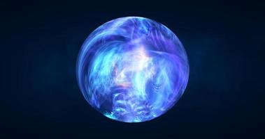 abstract bal gebied planeet iriserend energie transparant glas magie met energie golven in de kern abstract achtergrond foto