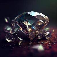 diamant kristal edelsteen reflecteren vervagen achtergrond - ai gegenereerd beeld foto