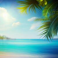 zanderig tropisch strand, wazig bokeh achtergrond - ai gegenereerd beeld foto