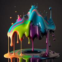 kleurrijk kleur water laten vallen explosie paddestoel, druipend verf plons foto