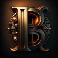 logo voor de brief b met een modern klassiek stijl ,3d alfabet Aan zwart achtergrond foto