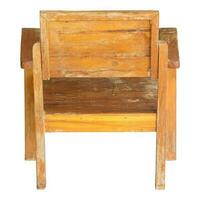 terug visie van houten stoel geïsoleerd Aan wit met knipsel pad foto